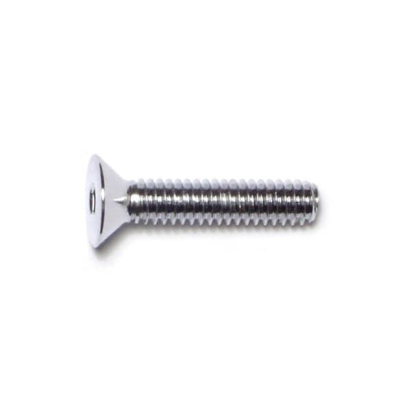 1/4"-20 Socket Head Cap Screw, Flat Head, Chrome Plated Steel, 1-1/4 in Length, 10 PK